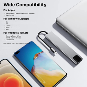 Adaptateur Hub USB-C 8-en-1 : Câble Type-C vers Convertisseur 4K 60Hz, Ethernet, USB 3.0, Station de Charge USB 8-en-1 - Product Image 4