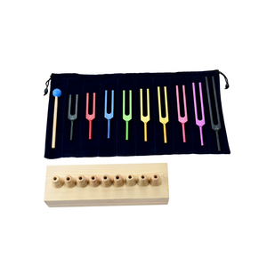 Juego de diapones Solfeggio para sanación, sin peso, multicolor, 9 diapones con estuche de madera y mazo. - Product Image 1
