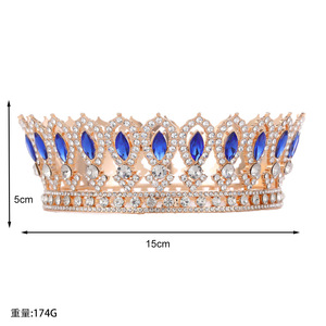 Nuova Corona Europea Barocca con Diamanti, Accessorio da Sposa a Goccia d'Acqua in Lega, Fascia <span class=keywords><strong>per</strong></span> Capelli Rotonda <span class=keywords><strong>per</strong></span> <span class=keywords><strong>Torta</strong></span> Nuziale - Product Image 5