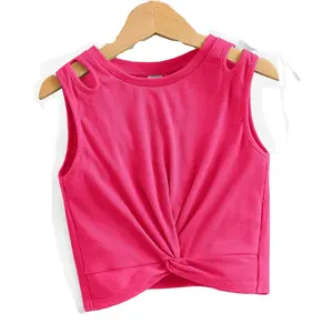 Sleeveless Cotton Girls Top Unique Design Silk Dress Shirt Elegant Plain Blouse Shirts O E M Customized Logo