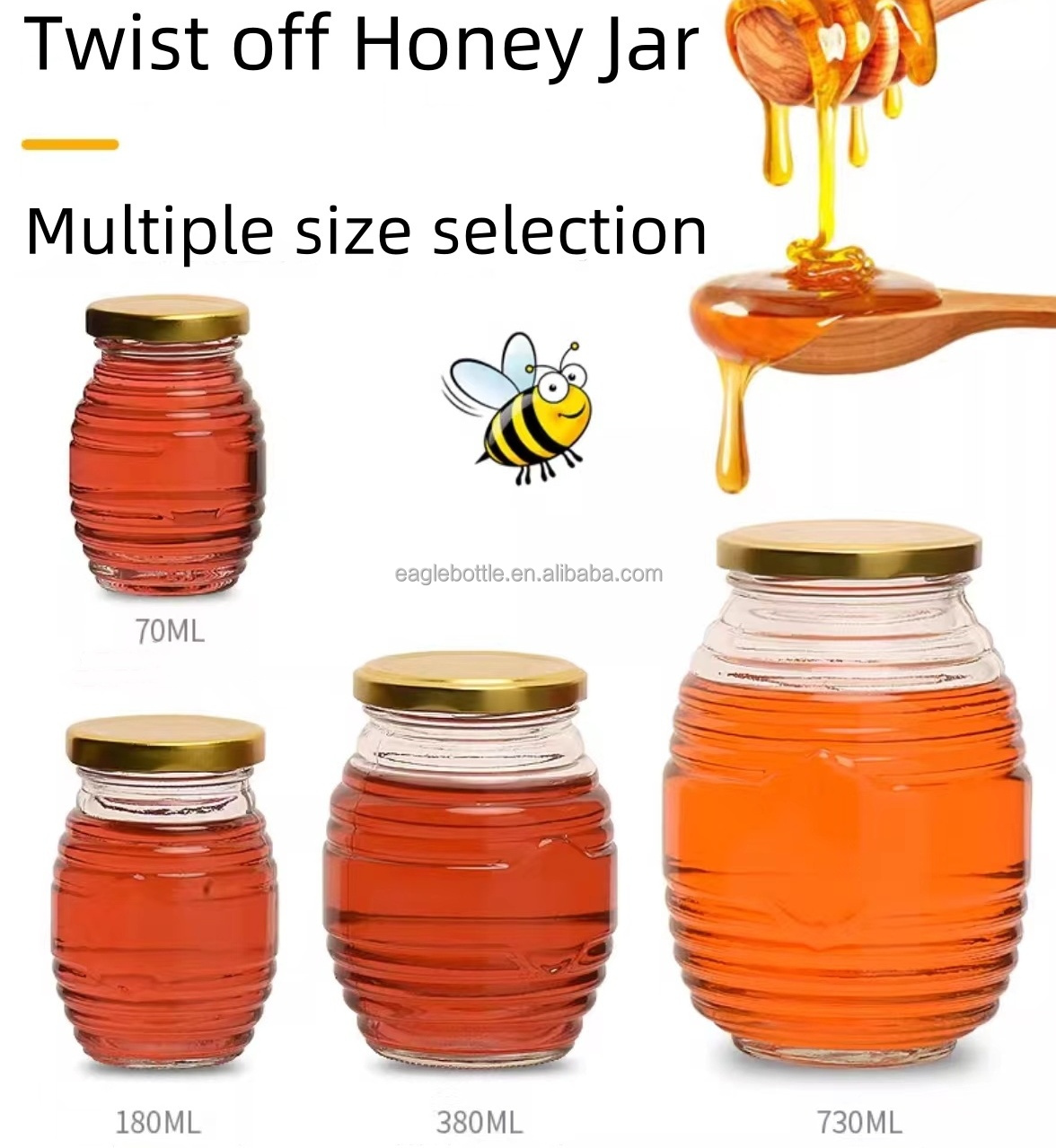 Class Premium Quality 70ml 180ml Jam Bee Shape Airtight