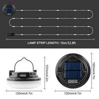 Lanterne de camping solaire USB avec guirlande lumineuse de 10 m, stockage en spirale, blanc chaud, rouge, stroboscopique, pour situations d'urgence, camping en extérieur