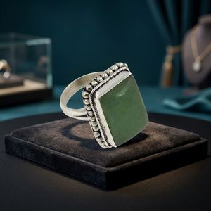 Art Palace 925 Sterling Silver Gemstone Green Aventurine Vintage Wedding <b>Ring</b> Unisex Gold Plated Bezel Setting Certified - Product Image 3