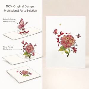 Tarjeta de felicitación 3D hecha a mano con diseño de mariposa, tarjeta de invitación floral de papel para cumpleaños, boda, día de San Valentín - Product Image 3