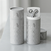 Tube en papier personnalisé avec estampage argenté pour outils de beauté de luxe et rouleaux faciaux électroniques, avec emballage cadeau haut de gamme