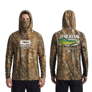 เสื้อฮู้ดลายพรางสำหรับล่าสัตว์และตกปลาสำหรับผู้ชาย UPF 50 กันน้ำ ระบายอากาศได้ดี พร้อมหน้ากากปิดหน้าแบบเต็มใบ ซับเหงื่อ แห้งไว เหมาะสำหรับกิจกรรมกลางแจ้ง - Product Image 1