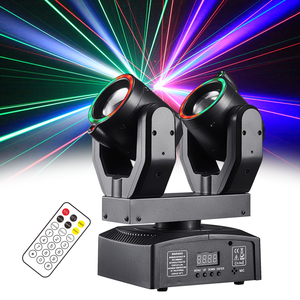 Mini projecteur rotatif à double tête 100W RGBW, lumière de scène DMX512 avec télécommande, laser RG, stroboscope pour discothèque, fête, <span class=keywords><strong>bar</strong></span> - Product Image 1