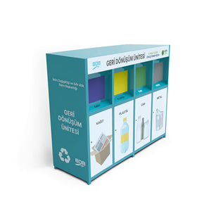 Contenedor de Reciclaje BDB Metálico de 4 Compartimentos para Papel, Plástico, Vidrio y Metal - Product Image 2
