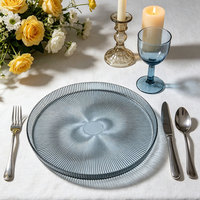 Assiette de présentation en verre côtelé effet soleil couchant, sous-assiette en verre transparent pour la décoration de mariages, d'hôtels et d'événements