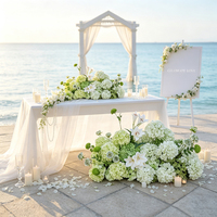 Rangée de fleurs artificielles d'hortensia et de lys vertes naturelles pour cérémonie de mariage, arrangement floral pour allée, décoration de sol pour événement extérieur