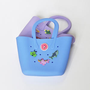 어린이용 실리콘 키백 컬러풀 핸드헬드 비치 모바일폰 수납 PVC 라이닝 오픈 DIY 워킹 엄마 가방용 - Product Image 2