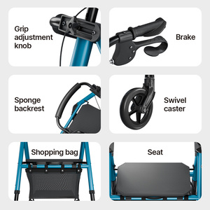 वृद्ध दैनिक चलने के लिए एर्गोनोमिक फोर-व्हील वॉकर रोलेटर Z8720 हल्के एल्यूमीनियम - Product Image 4