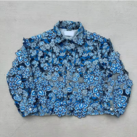 Ensemble streetwear pour homme en denim déchiré, jeans déchirés personnalisés et veste hip-hop, coordonnés de créateurs de luxe