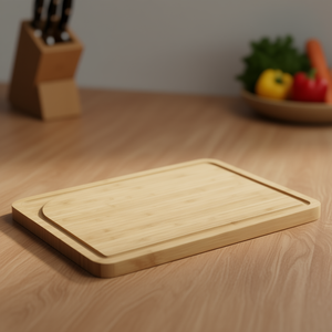 Tabla de cortar KESPER de bambú rectangular con ranura para uso en la cocina - Product Image 3