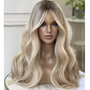 Nuove Parrucche Personalizzate in <span class=keywords><strong>Capelli</strong></span> Europei Grezzi per Donne Bianche, Radici Scure con Riflessi <span class=keywords><strong>Biondo</strong></span> <span class=keywords><strong>Cenere</strong></span>, Parrucca Frontale in Pizzo 13X4 13X6 - Product Image 3