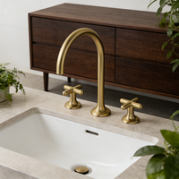 Robinet de lavabo professionnel OEM en laiton à trois trous, design contemporain, mitigeur eau chaude et froide à double poignée en céramique pour projets