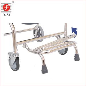 Sedia da bagno pieghevole per trasferimento paziente doccia soffiaggio wc ospedaliero sedia a rotelle portatile in alluminio per disabili - Product Image 6