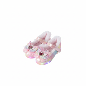 Zapatos de Vestir Coreanos OZKIZ para Niñas de 2 a 6 Años, Zapatos Planos de Invierno Tipo Mary Jane con Brillo, Zapatos de Moda Infantiles con Flores, Venta al Por Mayor - Product Image 2