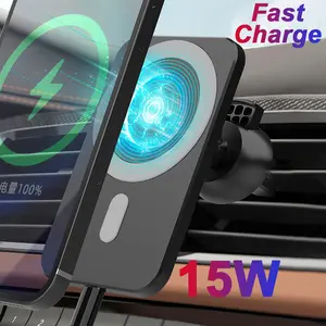 New Fashion Smart Car Wireless Charger Phone Holder 10W 15W Car Fast Charging per iPhone 12 13 Series adattatori Magnet Car Mount