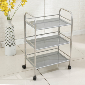 Organisateur utilitaire roulant à 3 niveaux pour salles de bain Chariot de rangement à 3 couches Support de rangement pratique pour salle de bain - Product Image 2