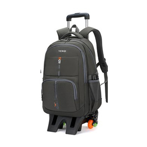 2023 nouveau chariot couleur unie sac <span class=keywords><strong>à</strong></span> dos école enfants sac d'école avec roues enfant cartables pour garçons - Product Image 3