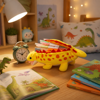 Étui à crayons en peluche dinosaure super doux personnalisé de 25 cm, sac de papeterie créatif en forme d'animal pour enfants et étudiants