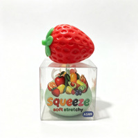 Jouet anti-stress souple et extensible en forme de fraise avec blocs de construction ASMR, jouet sensoriel fruité, jouet à presser pour soulager le stress, avec emballage en boîte