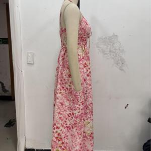 Gran oferta <span class=keywords><strong>Rosa</strong></span> correa de espagueti moda Casual transpirable tejido verano sin cuello Natural mujer patrón Floral Maxi Slip <span class=keywords><strong>vestido</strong></span> - Product Image 5