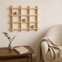 Étagère murale en bois, grille de rangement en cubes, organisateur de présentation en bois naturel pour la cuisine, le salon, le bar à café, la décoration de la maison