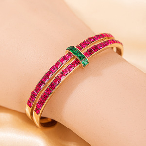 Bracelets tendance pour femme 2026 en laiton plaqué or rhodié style hip-hop de Dubaï, ornés de zircons étincelants - Product Image 6