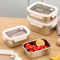 Boîtes alimentaires en acier inoxydable avec couvercle pour fruits frais, boîte repas cantine, boîte à bento, boîte à lunch personnalisée de qualité supérieure