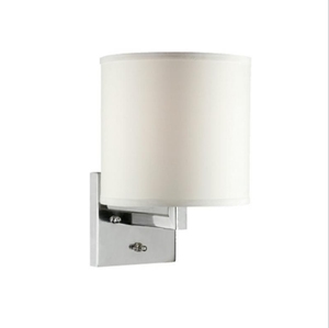 Round Linen off White Color Fabric Lampshade Wall <b>Lamp</b> with Chrome or Brushed Nickel Finished for <b>Bedside</b> Reading <b>Lamp</b> - Product Image 1
