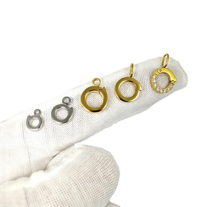 Ciondolo con Foro Largo Placcato <span class=keywords><strong>Oro</strong></span> 18k con Zirconi, Perline Distanziatrici in Ottone, Chiusura a Moschettone Robusta in Argento per Borsa e Cordino in Seta - Product Image 5