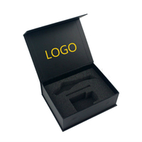 Boîte cadeau en carton rigide avec fermeture magnétique, logo personnalisé, noir, avec aimant