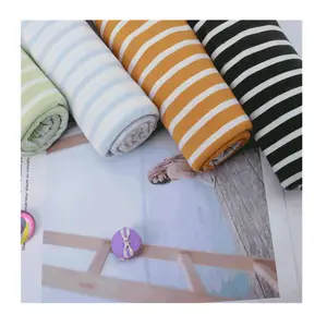 Hot Sale 32S Yarn Dyed Single Jersey 95%Cotton 5%Spandex Stripe 180gsm Woman T-Shirt Knit Fabric