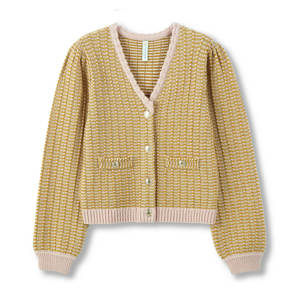 2025 personnalisé Oem & Odm dames automne hiver décontracté col en v <span class=keywords><strong>Cardigan</strong></span> avec manches bouffantes câble tricot pull - Product Image 2