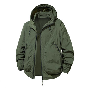 Aoyema <span class=keywords><strong>Veste</strong></span> d'été à fermeture éclair à capuche respirante pour hommes, nouvelle crème solaire personnalisée, ultra-mince, légère et solide, pour l'extérieur, pour vêtements de sport - Product Image 4