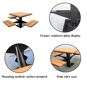 Outdoor Furniture Wood <b>Picnic</b> <b>Table</b> and Chairs Set Street 1 <b>Table</b> and 3 or 4 <b>Benches</b> Set GA-BEN-117t Recycled P - Product Image 6