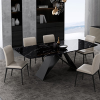 Table à Manger Rectangulaire Moderne de Luxe Italien avec Plateau en Marbre