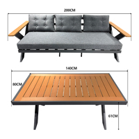Modernes 4-teiliges Gartenmöbel-Set Neuheit Aluminiumrohr-Terrassensofa mit Breitem Armlehnen-Sofa für Hotels und Villen