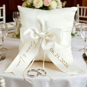Almohada de Satén Elegante Personalizada para Anillos de Boda, Cojín Porta Anillos, Regalo para Recién Casados, Propuesta de Matrimonio - Product Image 2