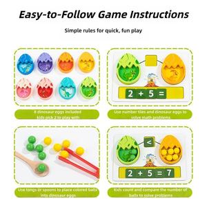 Jouets Montessori écologiques pour la motricité fine, perles à clipser pour le tri des couleurs, œufs <span class=keywords><strong>de</strong></span> dinosaure en bois, jouet <span class=keywords><strong>de</strong></span> comptage et <span class=keywords><strong>de</strong></span> mathématiques pour les tout-petits, CE CPC - Product Image 3