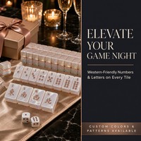 Ensemble de Mahjong en nacre avec tuiles en acrylique irisées et bordure en or rose, boîte cadeau, vente en gros, directement de l'usine