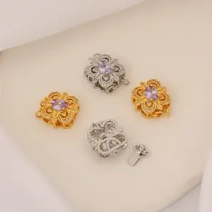 18K gold plated brass Shell gourd clasps zircon Flower shape clasp for pearl necklace making Pentagram clasps