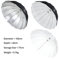 AMBITFUL Diffuseur Parabolique Profond en Tissu 105cm 130cm 160cm Noir Argent Blanc Réflecteur Accessoires de Studio Photo