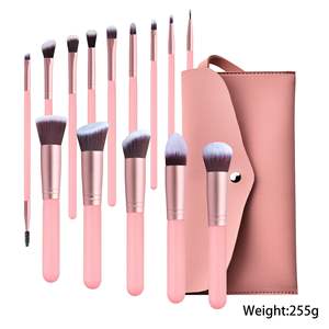 Set Kuas Makeup Kayu Profesional 14 pcs Premium dengan Logo Kustom, Bulu Sintetis untuk Aplikasi <span class=keywords><strong>Foundation</strong></span> dan Concealer - Product Image 5