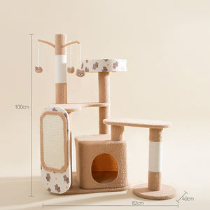 Sisal Cat <span class=keywords><strong>Scratching</strong></span> Multi-Layer Kucing Besar Furnitur Menara Beruang Rotan Buatan Modis Pohon Kucing Krem - Product Image 5