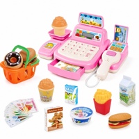 Ensemble de caisse enregistreuse jouet pour enfants, 22 pièces, jeu d'imitation de caissier avec scanner sonore et lumineux et aliments de jeu