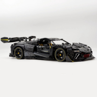 GULY 10627 Série de voitures statiques 1:8 Supercar noire 296 en plastique ABS, modèle éducatif électronique à construire de 3729 pièces