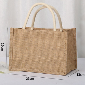 23*16*13cm Reusable Small Jute Tote <strong>Bags</strong> Handles Waterproof Lining <strong>Wedding</strong> <strong>Bridesmaid</strong> Mother's <strong>Day</strong> Bachelorette Beach Party - Product Image 1